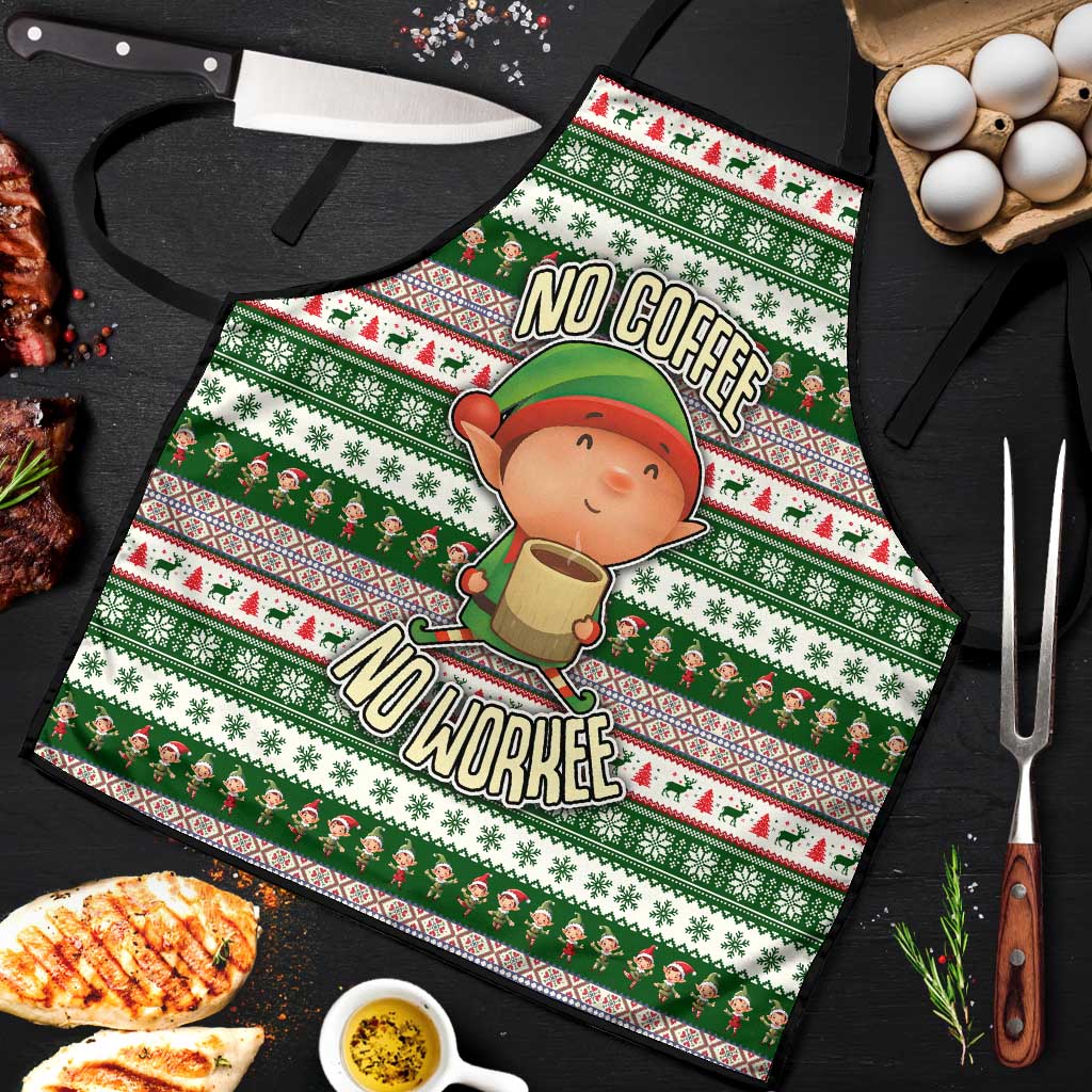No Coffee No Workee Christmas Design Apron Xmas Holiday Patterns - Wonder Print Shop