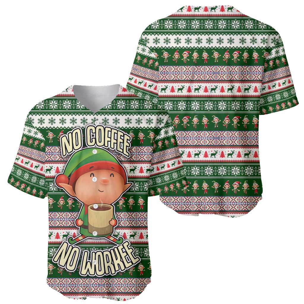 No Coffee No Workee Christmas Design Baseball Jersey Xmas Holiday Patterns - Wonder Print Shop