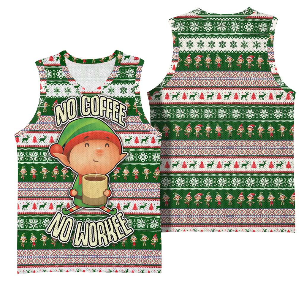 No Coffee No Workee Christmas Design Basketball Jersey Xmas Holiday Patterns - Wonder Print Shop