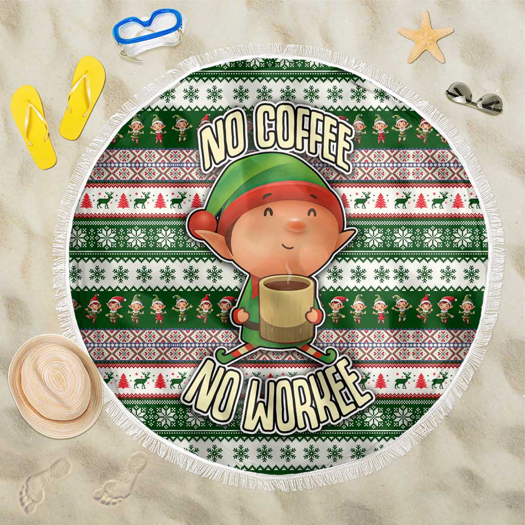 No Coffee No Workee Christmas Design Beach Blanket Xmas Holiday Patterns - Wonder Print Shop