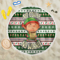 No Coffee No Workee Christmas Design Beach Blanket Xmas Holiday Patterns - Wonder Print Shop