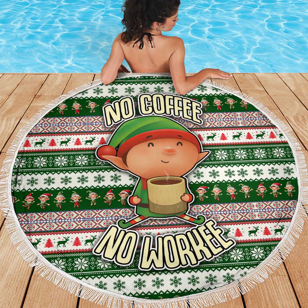 No Coffee No Workee Christmas Design Beach Blanket Xmas Holiday Patterns - Wonder Print Shop