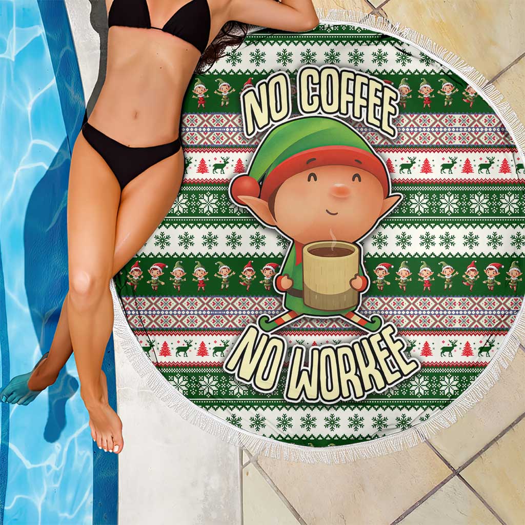 No Coffee No Workee Christmas Design Beach Blanket Xmas Holiday Patterns - Wonder Print Shop