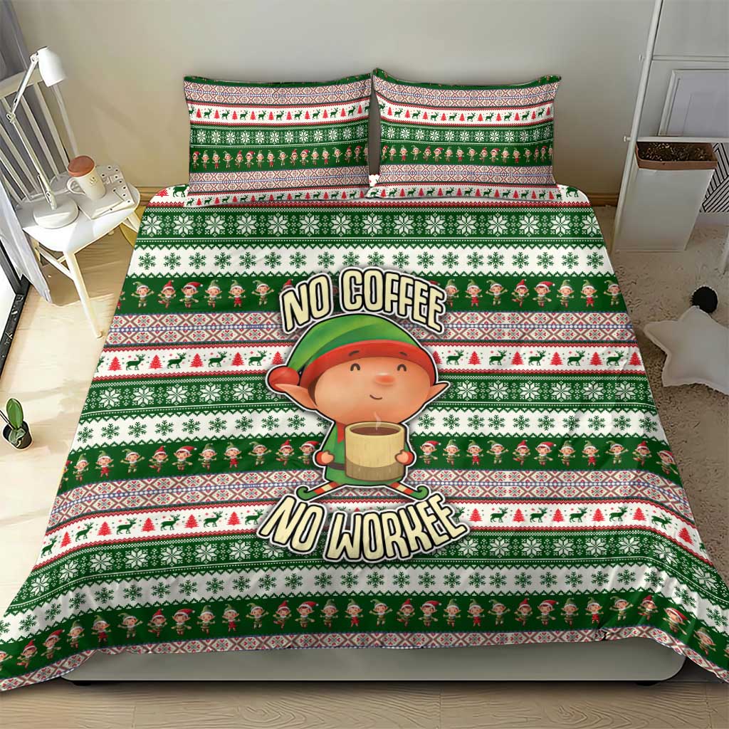 No Coffee No Workee Christmas Design Bedding Set Xmas Holiday Patterns - Wonder Print Shop
