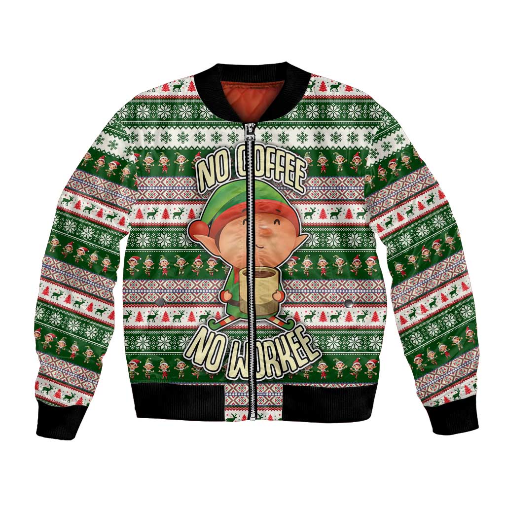 No Coffee No Workee Christmas Design Bomber Jacket Xmas Holiday Patterns - Wonder Print Shop