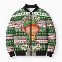 No Coffee No Workee Christmas Design Bomber Puffer Jacket Xmas Holiday Patterns - Wonder Print Shop