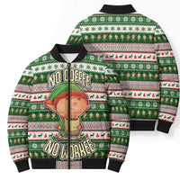 No Coffee No Workee Christmas Design Bomber Puffer Jacket Xmas Holiday Patterns - Wonder Print Shop