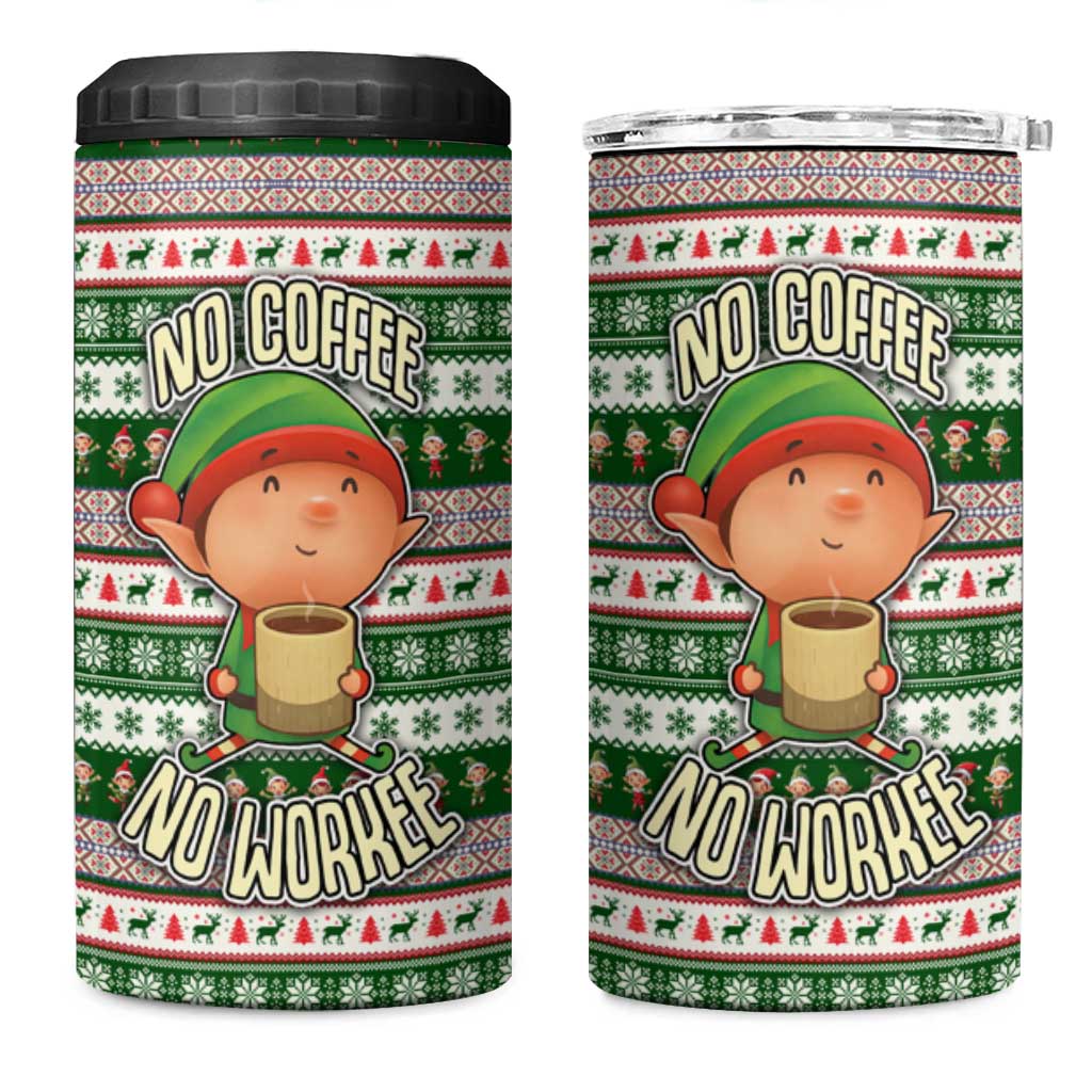 No Coffee No Workee Christmas Design 4 in 1 Can Cooler Tumbler Xmas Holiday Patterns - Wonder Print Shop