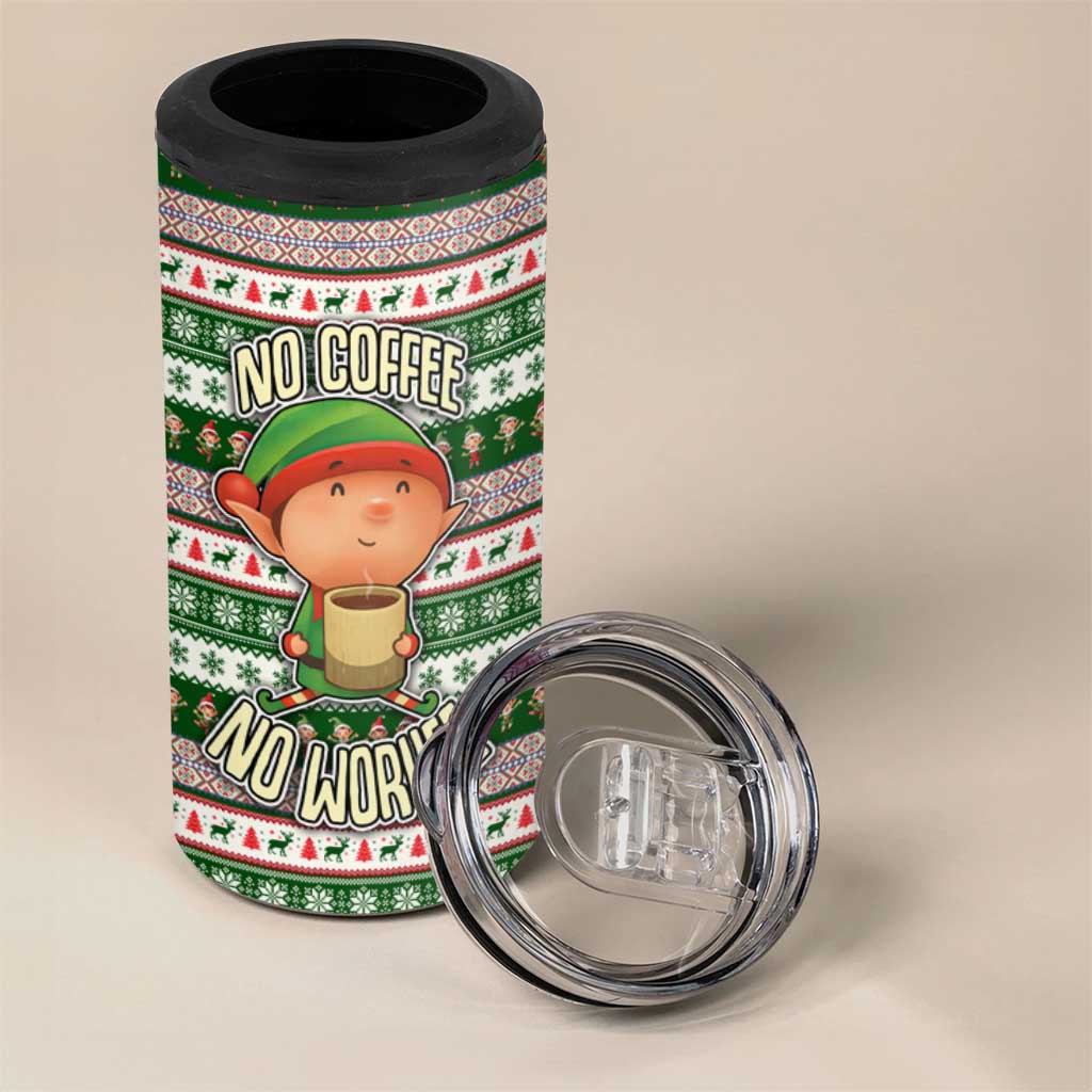 No Coffee No Workee Christmas Design 4 in 1 Can Cooler Tumbler Xmas Holiday Patterns - Wonder Print Shop