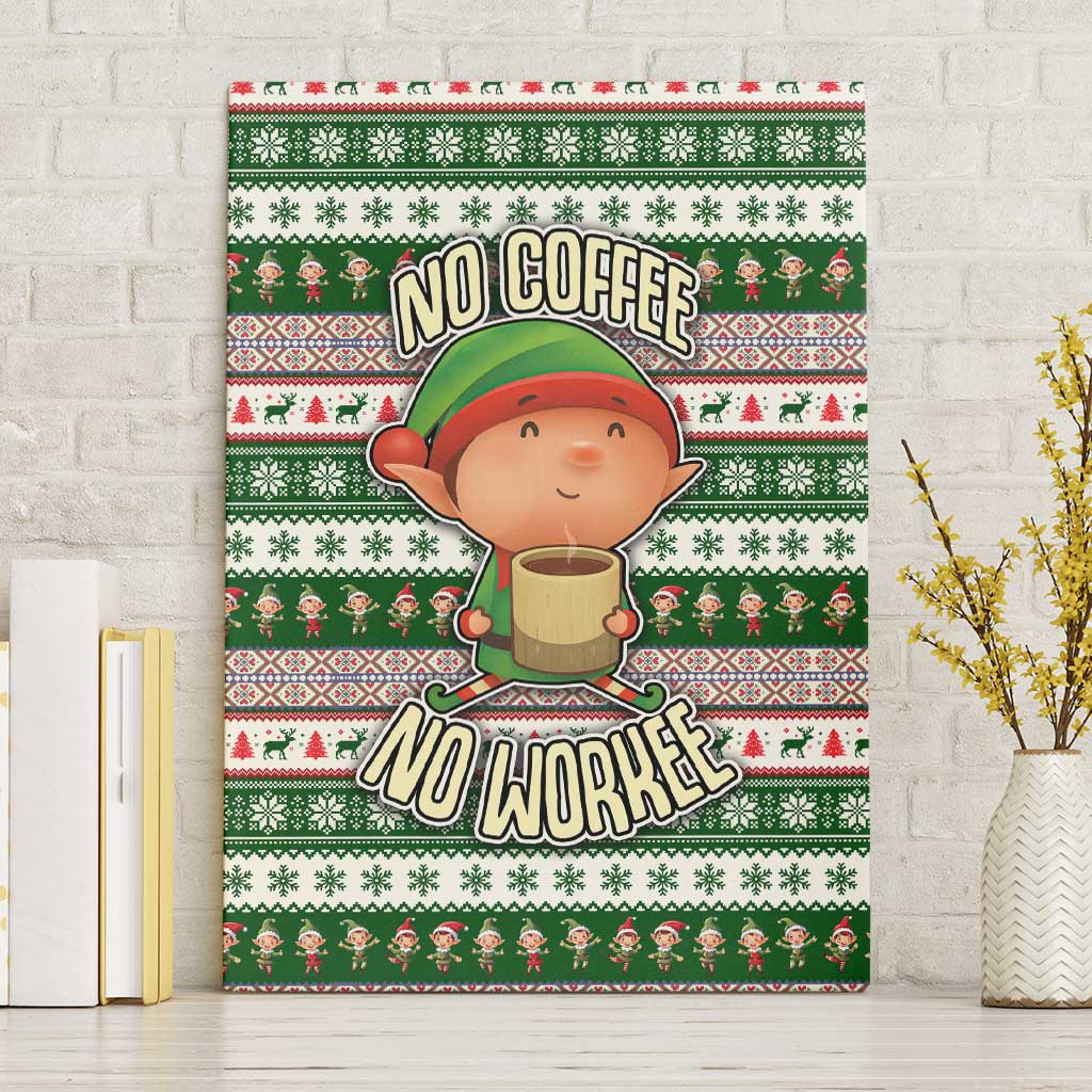 No Coffee No Workee Christmas Design Canvas Wall Art Xmas Holiday Patterns - Wonder Print Shop