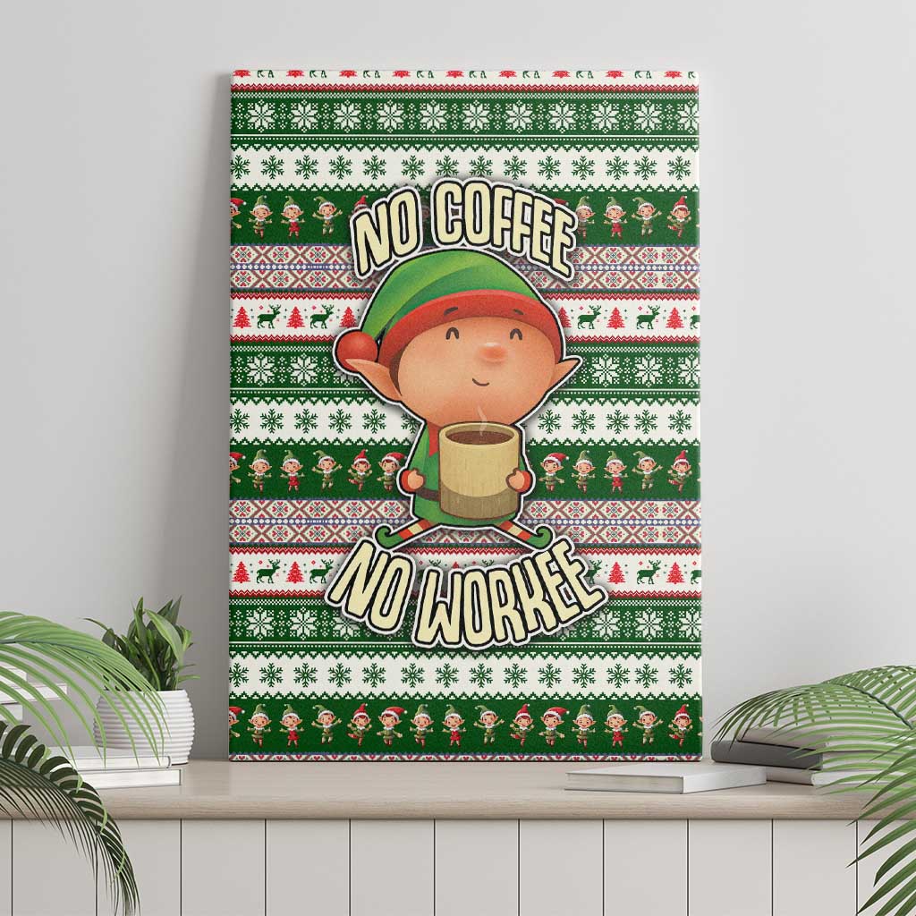 No Coffee No Workee Christmas Design Canvas Wall Art Xmas Holiday Patterns - Wonder Print Shop