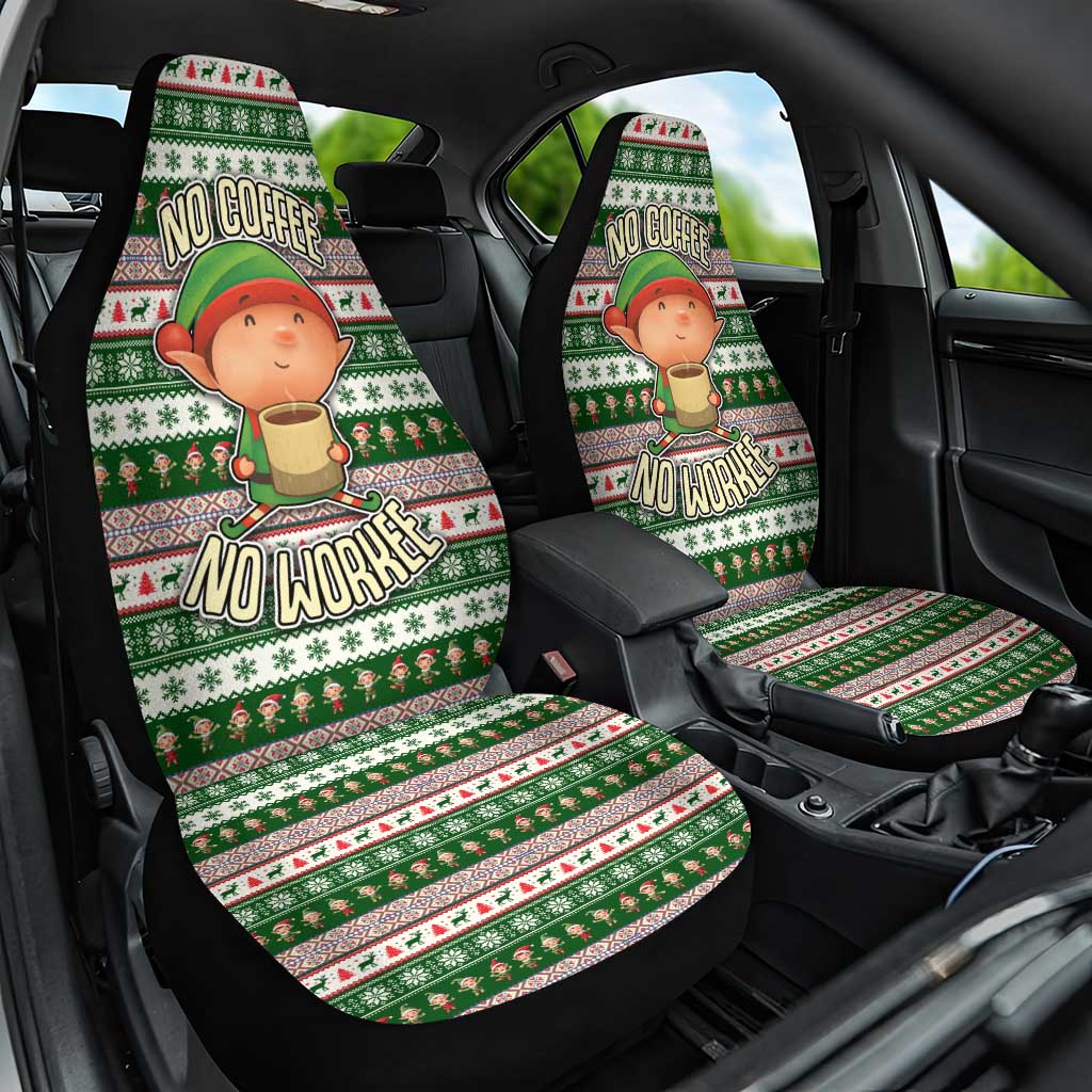 No Coffee No Workee Christmas Design Car Seat Cover Xmas Holiday Patterns - Wonder Print Shop