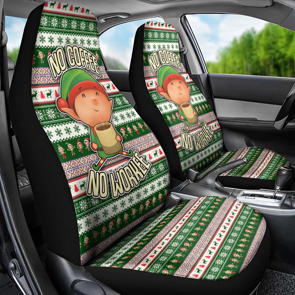 No Coffee No Workee Christmas Design Car Seat Cover Xmas Holiday Patterns - Wonder Print Shop