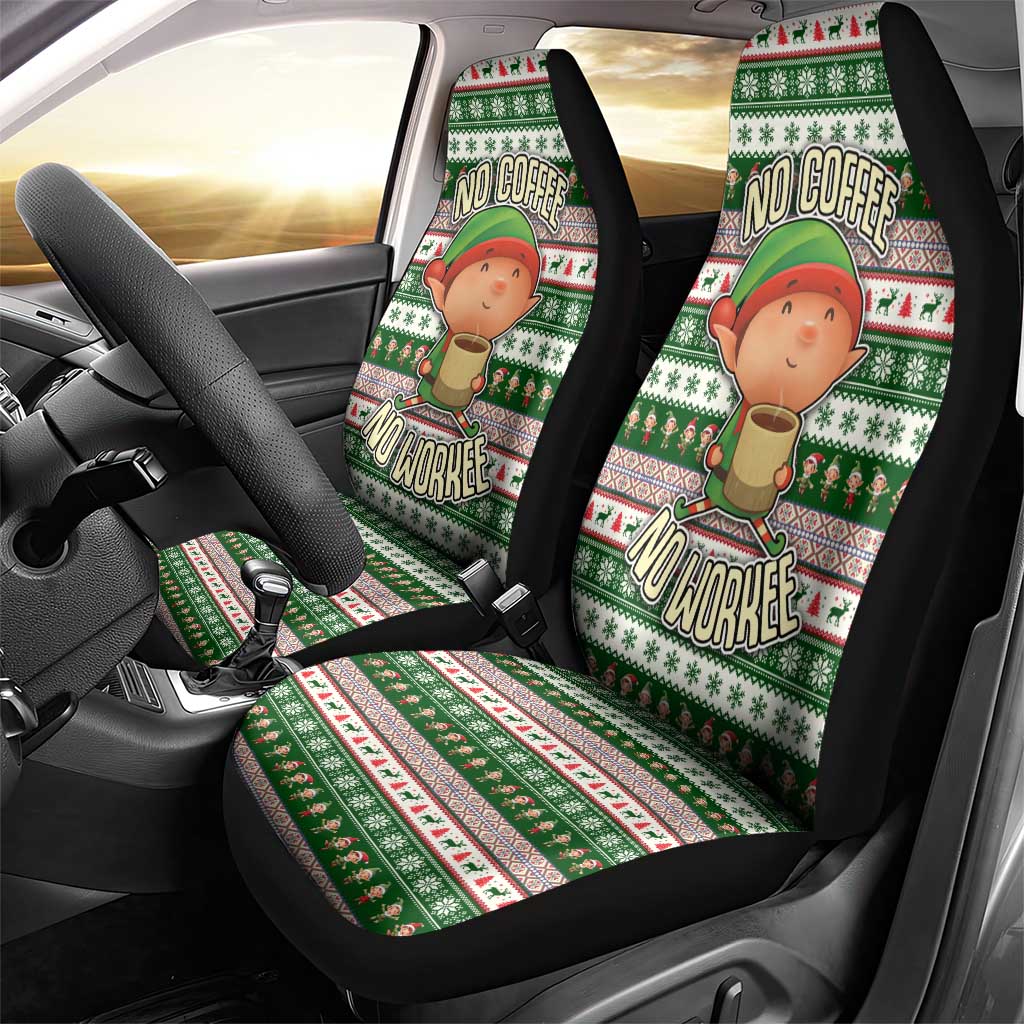 No Coffee No Workee Christmas Design Car Seat Cover Xmas Holiday Patterns - Wonder Print Shop