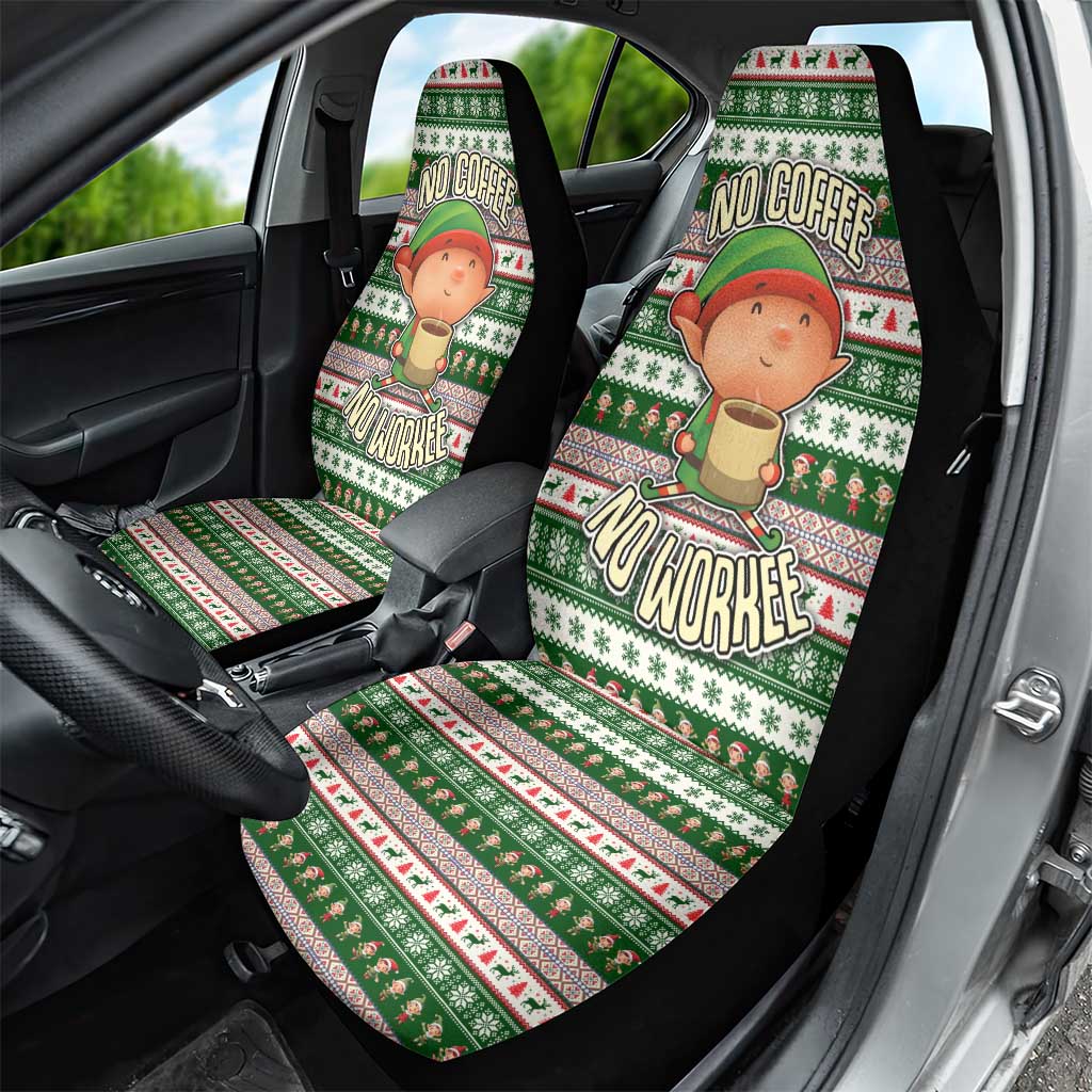 No Coffee No Workee Christmas Design Car Seat Cover Xmas Holiday Patterns - Wonder Print Shop