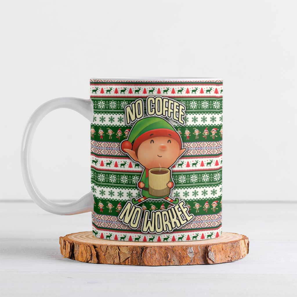 No Coffee No Workee Christmas Design Ceramic Mug Xmas Holiday Patterns - Wonder Print Shop