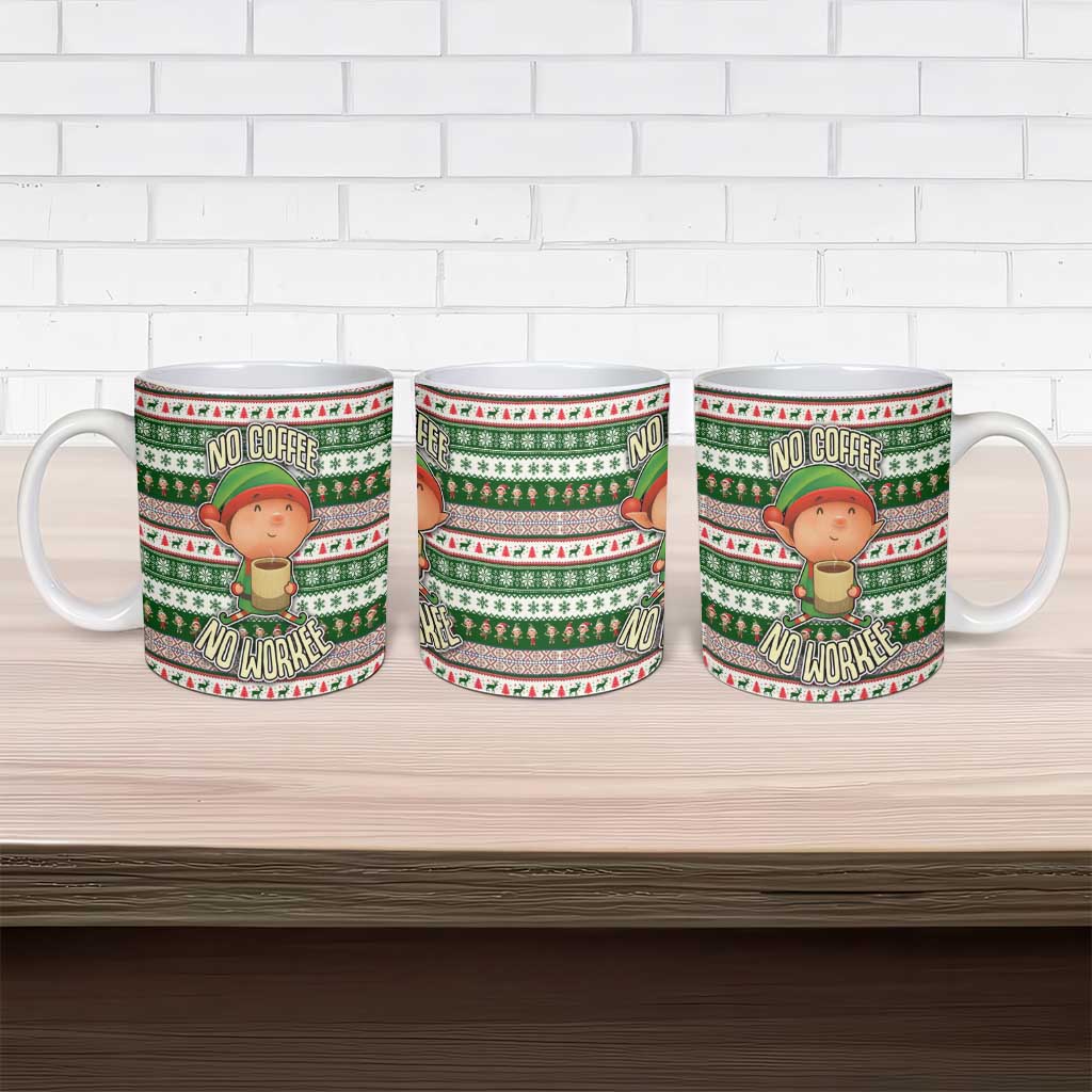 No Coffee No Workee Christmas Design Ceramic Mug Xmas Holiday Patterns - Wonder Print Shop