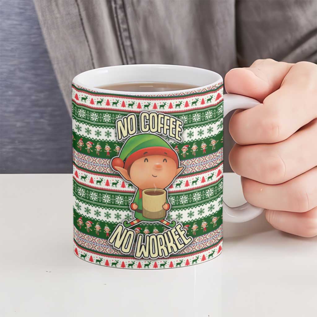 No Coffee No Workee Christmas Design Ceramic Mug Xmas Holiday Patterns - Wonder Print Shop