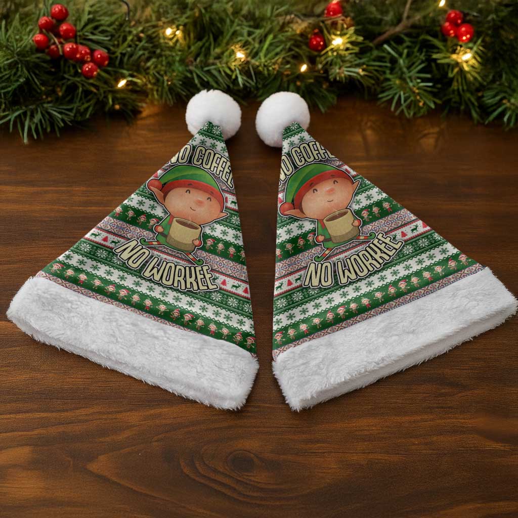 No Coffee No Workee Christmas Design Christmas Santa Hat Xmas Holiday Patterns - Wonder Print Shop