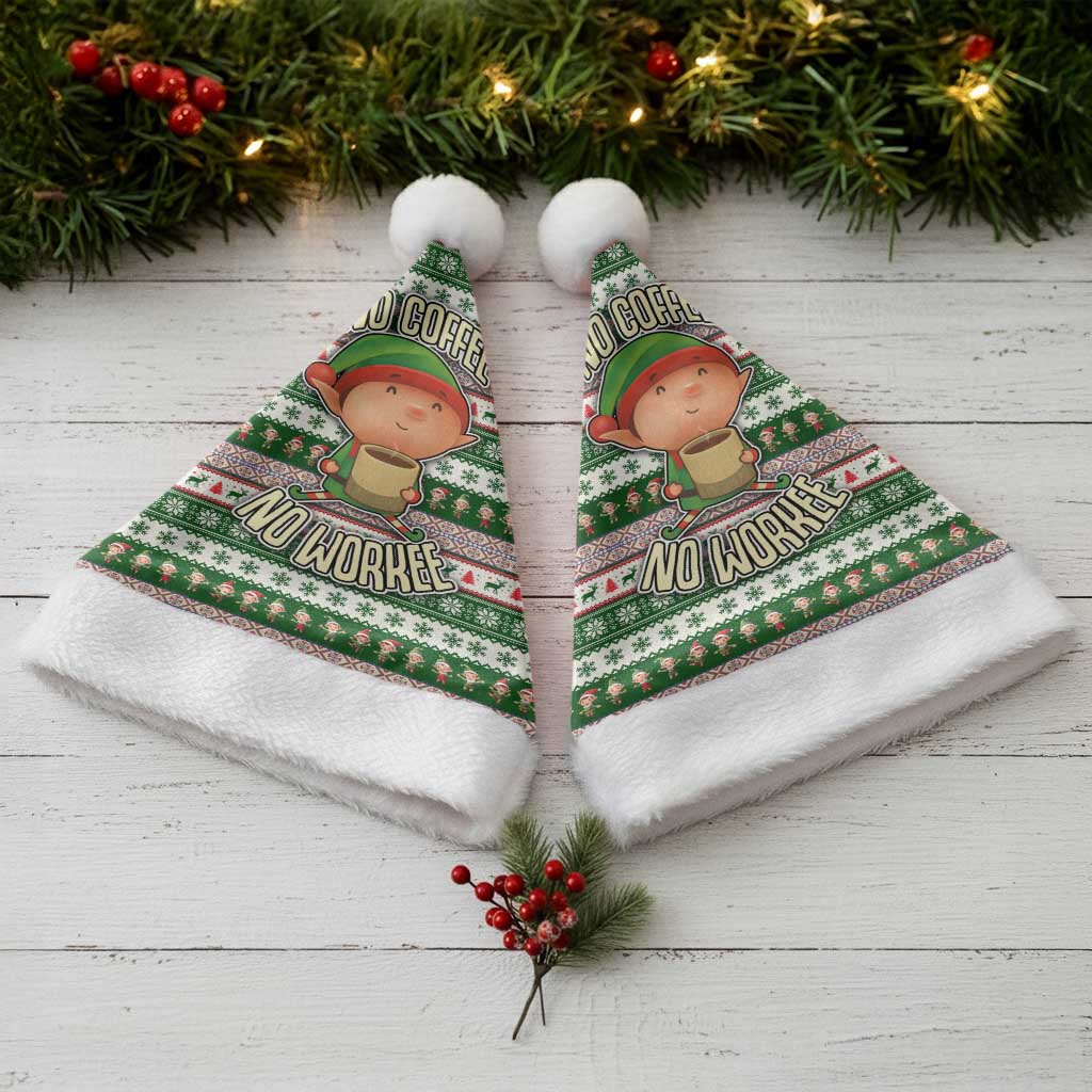 No Coffee No Workee Christmas Design Christmas Santa Hat Xmas Holiday Patterns - Wonder Print Shop