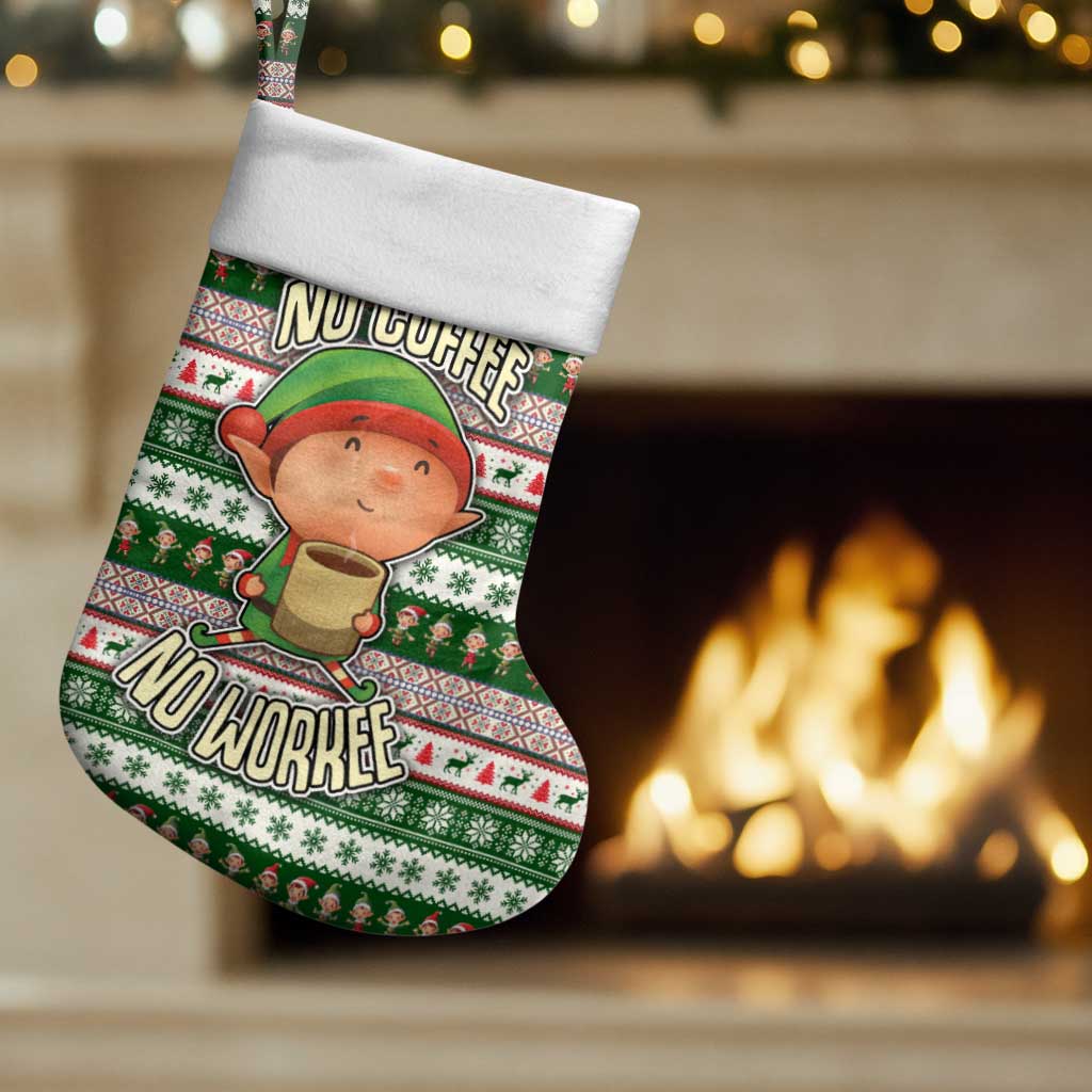 No Coffee No Workee Christmas Design Christmas Stocking Xmas Holiday Patterns - Wonder Print Shop