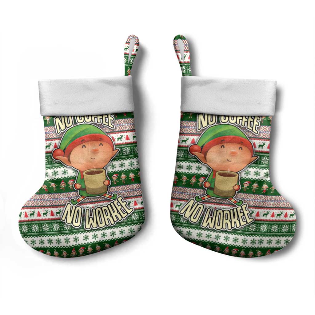 No Coffee No Workee Christmas Design Christmas Stocking Xmas Holiday Patterns - Wonder Print Shop
