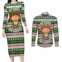 No Coffee No Workee Christmas Design Couples Matching Long Sleeve Bodycon Dress and Long Sleeve Button Shirt Xmas Holiday Patterns - Wonder Print Shop