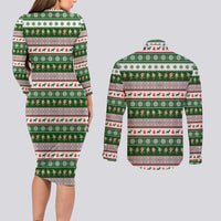 No Coffee No Workee Christmas Design Couples Matching Long Sleeve Bodycon Dress and Long Sleeve Button Shirt Xmas Holiday Patterns - Wonder Print Shop