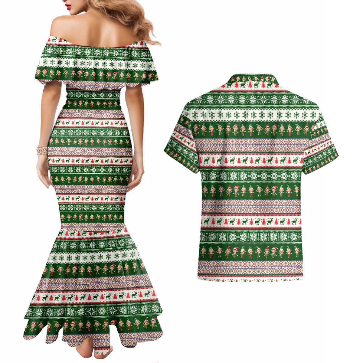 No Coffee No Workee Christmas Design Couples Matching Mermaid Dress and Hawaiian Shirt Xmas Holiday Patterns - Wonder Print Shop