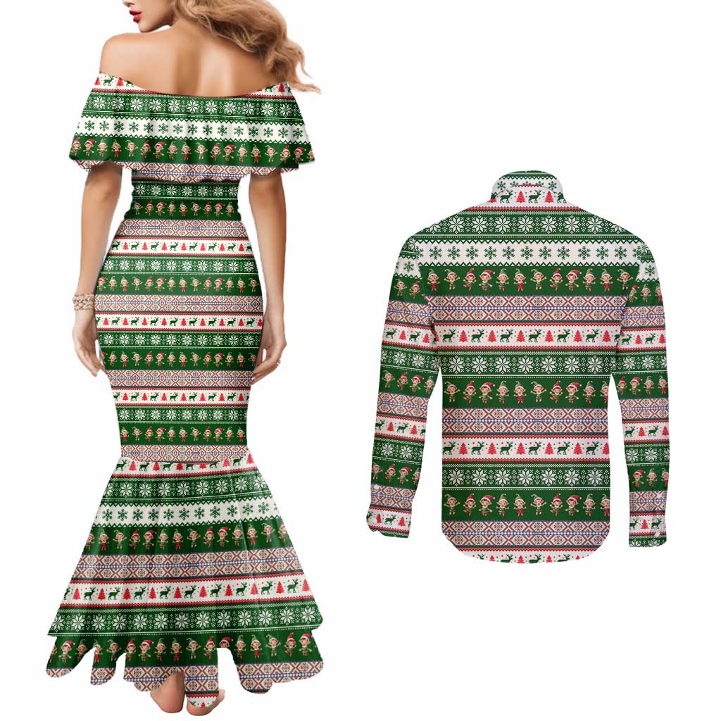 No Coffee No Workee Christmas Design Couples Matching Mermaid Dress and Long Sleeve Button Shirt Xmas Holiday Patterns - Wonder Print Shop