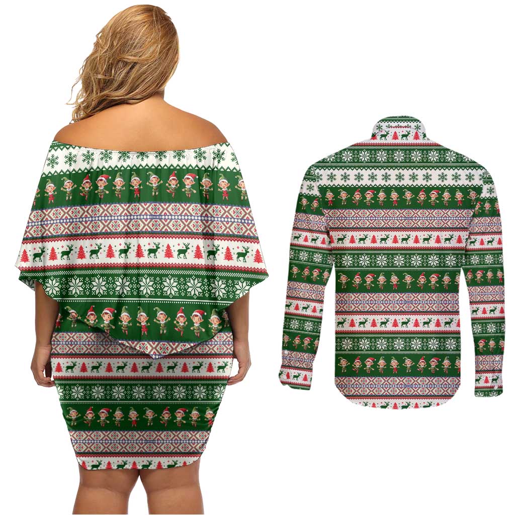 No Coffee No Workee Christmas Design Couples Matching Off Shoulder Short Dress and Long Sleeve Button Shirt Xmas Holiday Patterns - Wonder Print Shop