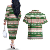 No Coffee No Workee Christmas Design Couples Matching Off The Shoulder Long Sleeve Dress and Hawaiian Shirt Xmas Holiday Patterns - Wonder Print Shop