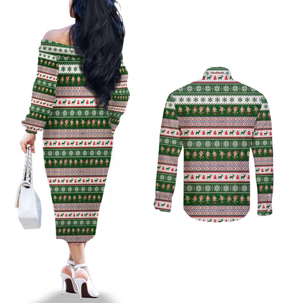 No Coffee No Workee Christmas Design Couples Matching Off The Shoulder Long Sleeve Dress and Long Sleeve Button Shirt Xmas Holiday Patterns - Wonder Print Shop