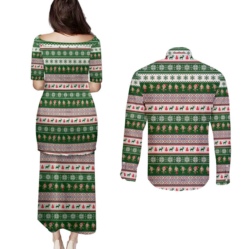 No Coffee No Workee Christmas Design Couples Matching Puletasi and Long Sleeve Button Shirt Xmas Holiday Patterns - Wonder Print Shop