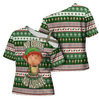 No Coffee No Workee Christmas Design Cross Shoulder Shirt Xmas Holiday Patterns - Wonder Print Shop