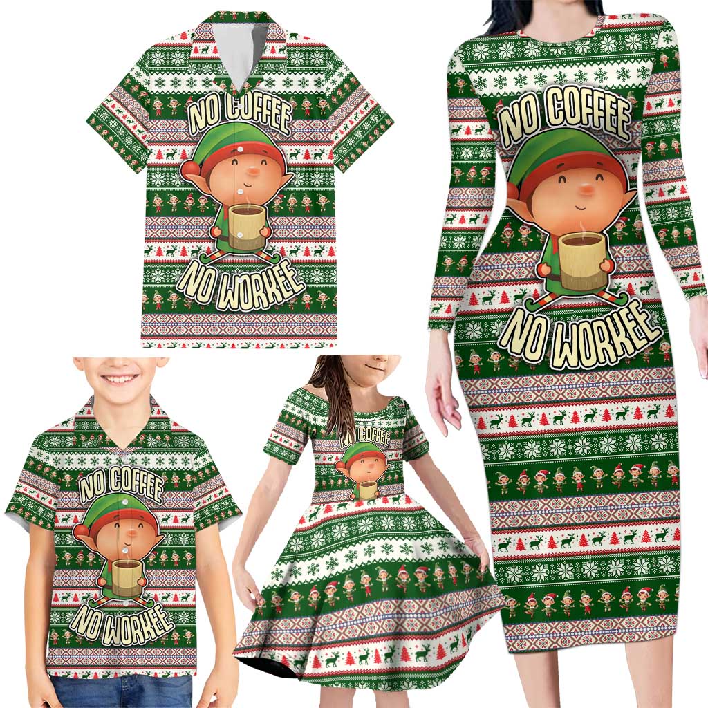 No Coffee No Workee Christmas Design Family Matching Long Sleeve Bodycon Dress and Hawaiian Shirt Xmas Holiday Patterns - Wonder Print Shop