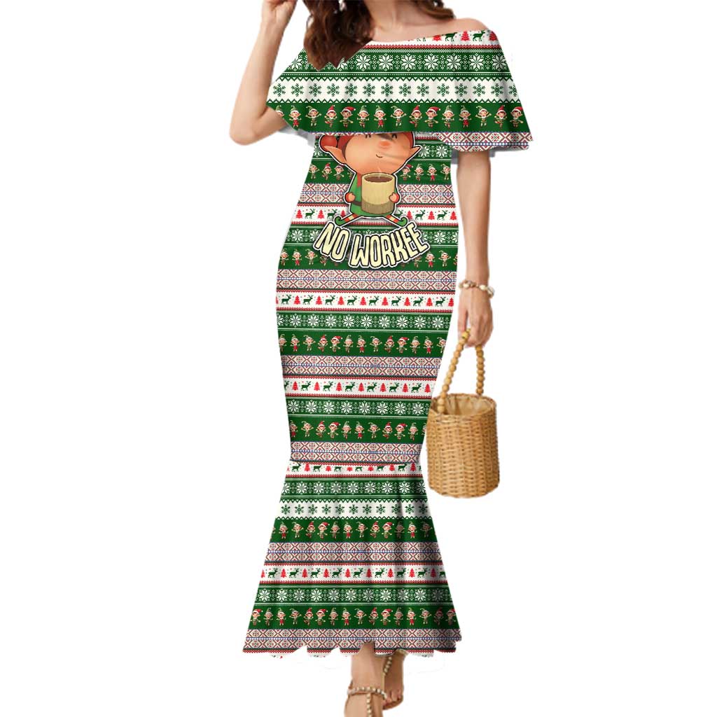 No Coffee No Workee Christmas Design Family Matching Mermaid Dress and Hawaiian Shirt Xmas Holiday Patterns - Wonder Print Shop