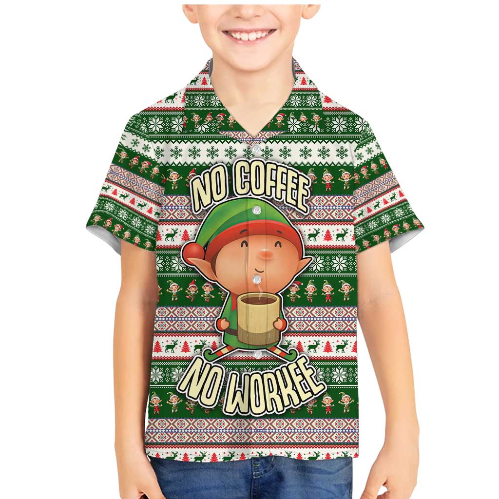 No Coffee No Workee Christmas Design Family Matching Mermaid Dress and Hawaiian Shirt Xmas Holiday Patterns - Wonder Print Shop