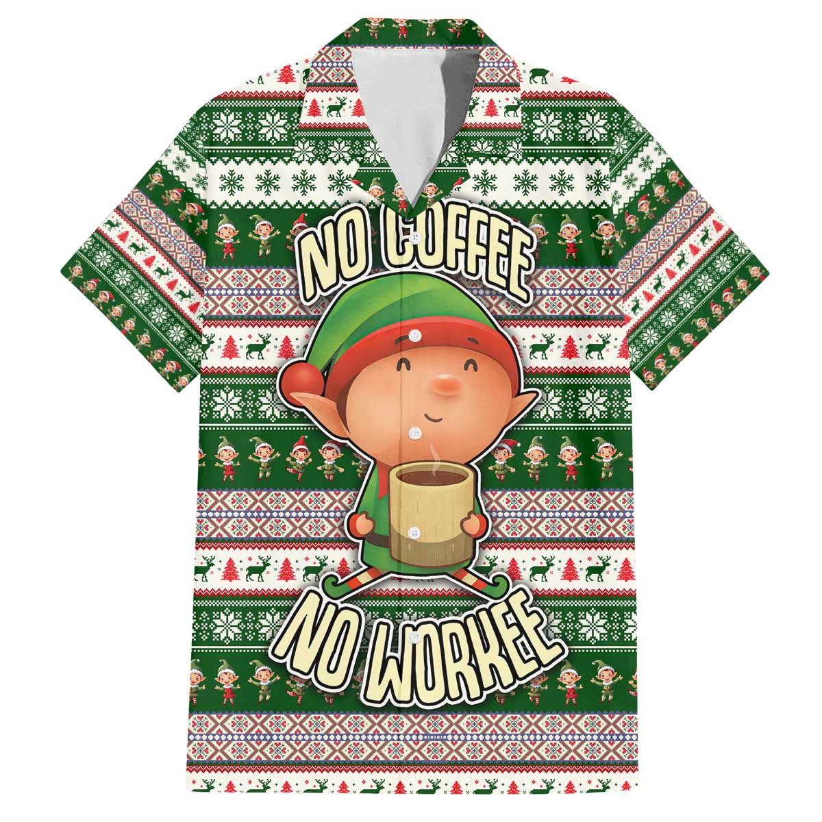 No Coffee No Workee Christmas Design Family Matching Off The Shoulder Long Sleeve Dress and Hawaiian Shirt Xmas Holiday Patterns - Wonder Print Shop