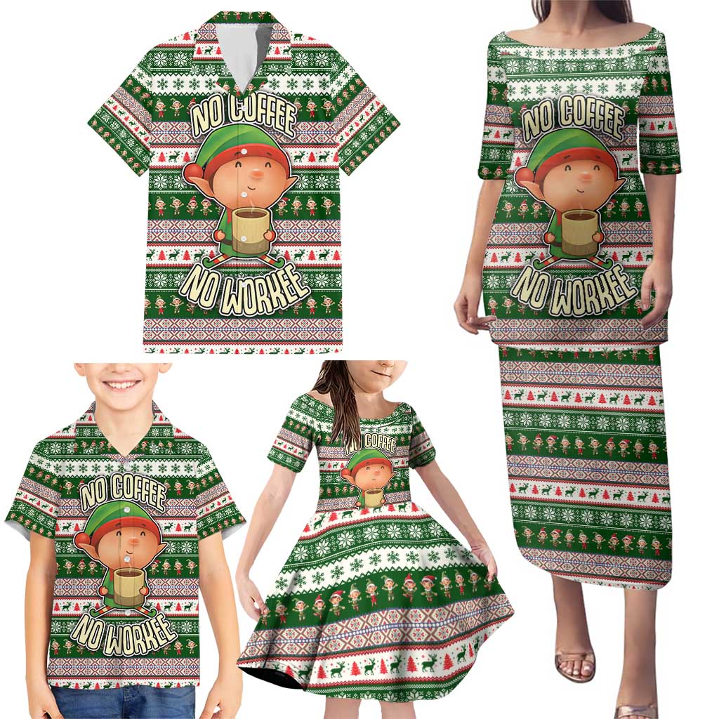 No Coffee No Workee Christmas Design Family Matching Puletasi and Hawaiian Shirt Xmas Holiday Patterns - Wonder Print Shop