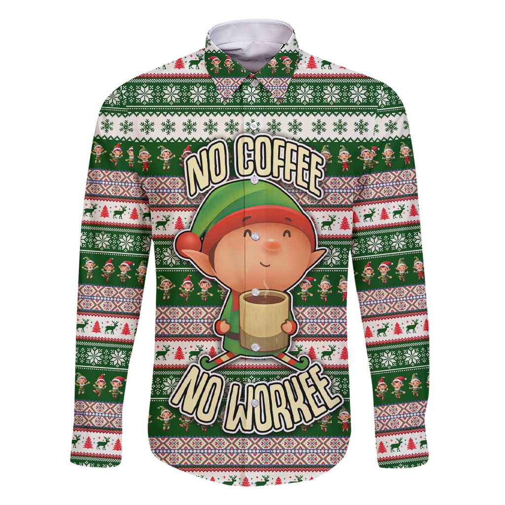 No Coffee No Workee Christmas Design Family Matching Short Sleeve Bodycon Dress and Hawaiian Shirt Xmas Holiday Patterns - Wonder Print Shop