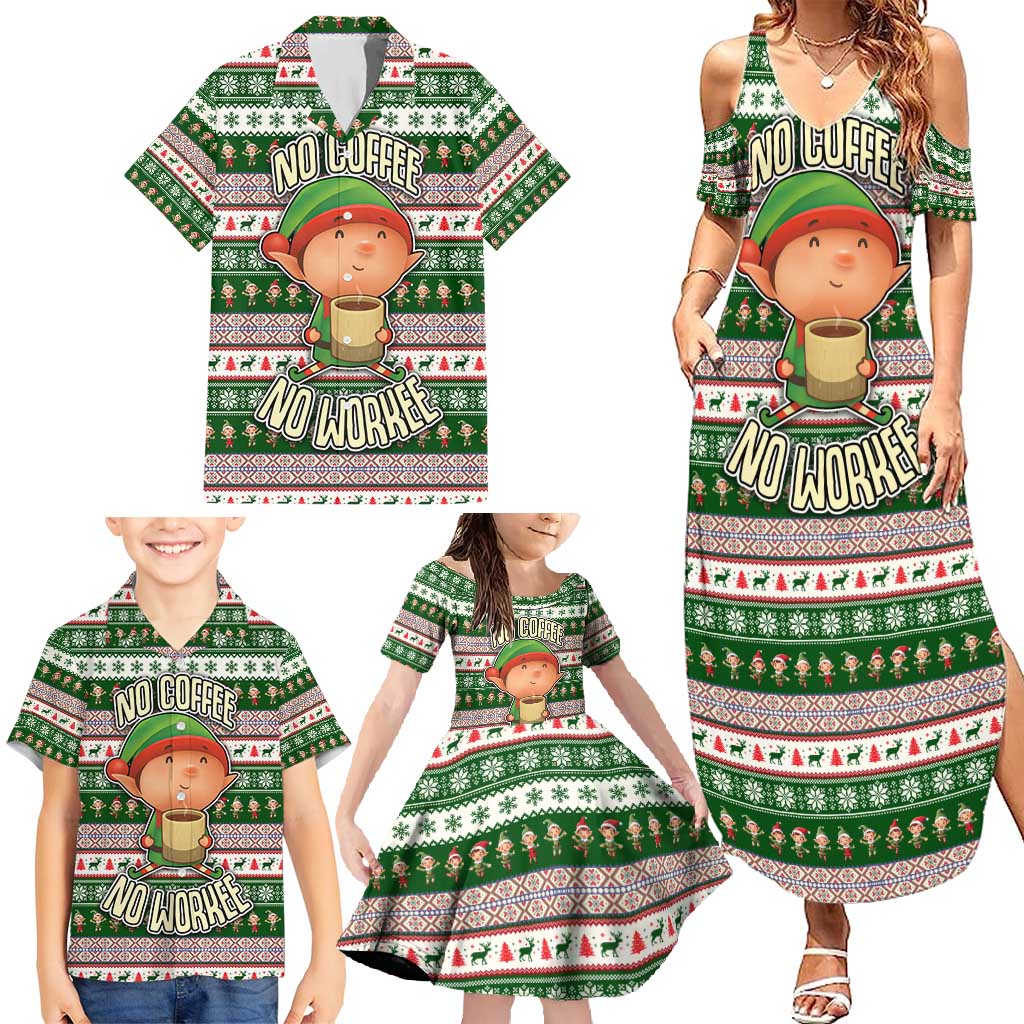 No Coffee No Workee Christmas Design Family Matching Summer Maxi Dress and Hawaiian Shirt Xmas Holiday Patterns - Wonder Print Shop