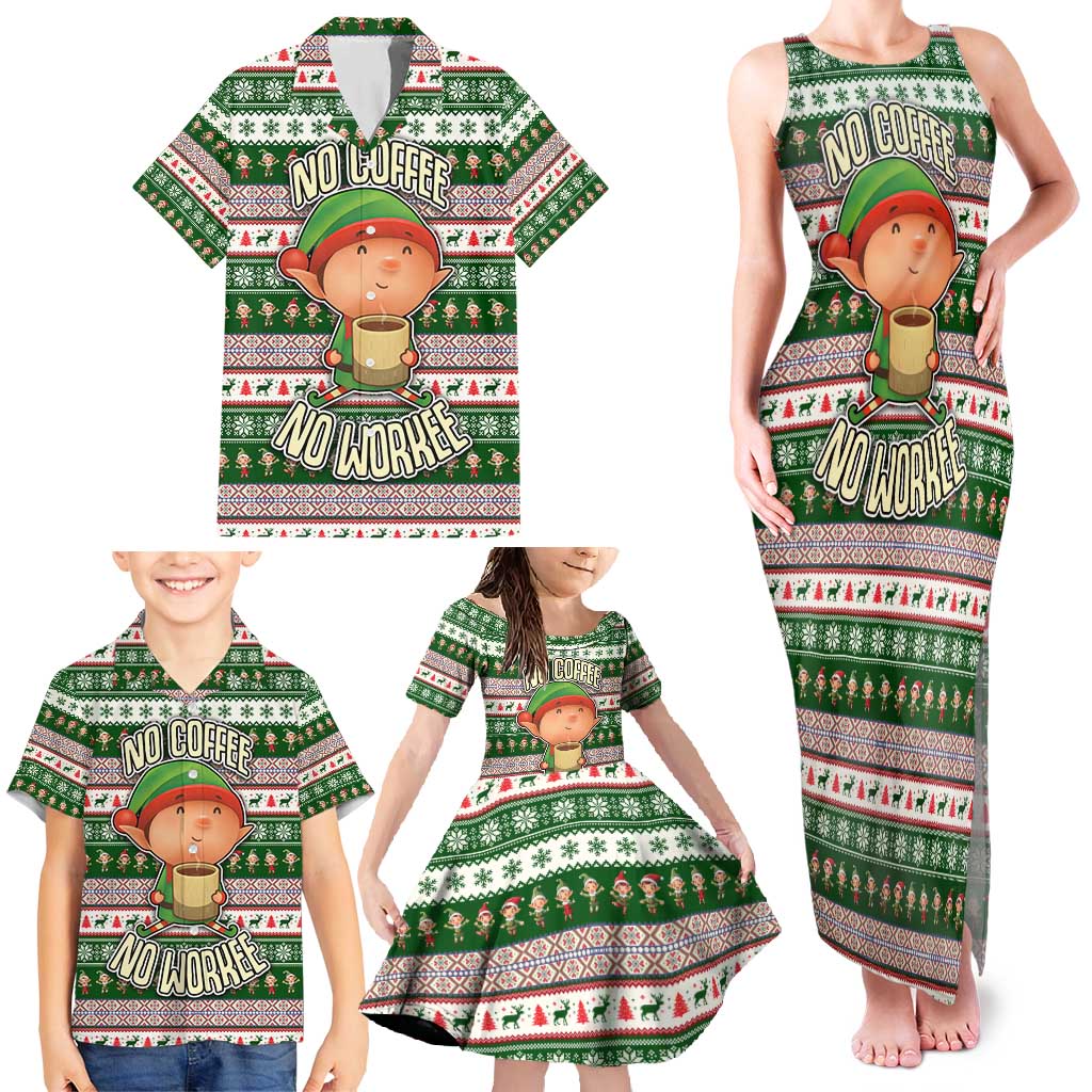 No Coffee No Workee Christmas Design Family Matching Tank Maxi Dress and Hawaiian Shirt Xmas Holiday Patterns - Wonder Print Shop