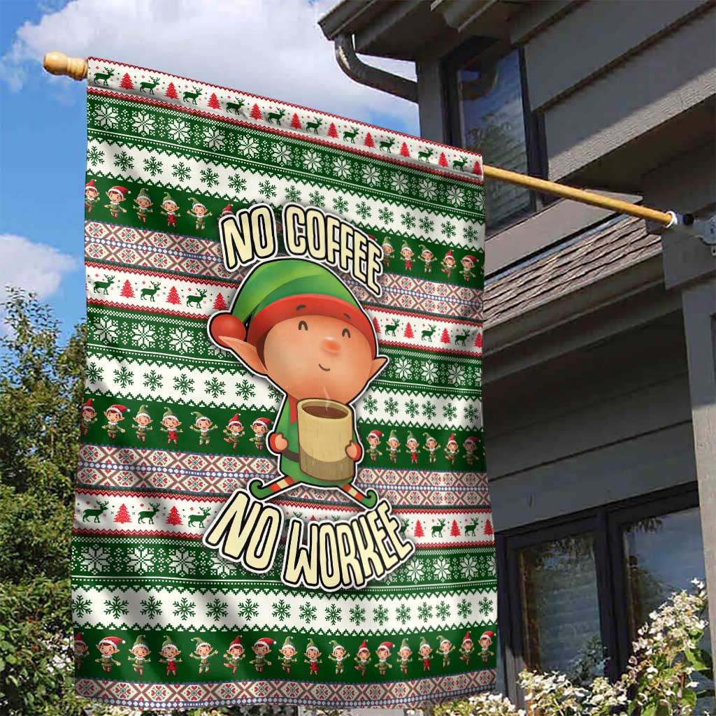 No Coffee No Workee Christmas Design Garden Flag Xmas Holiday Patterns - Wonder Print Shop