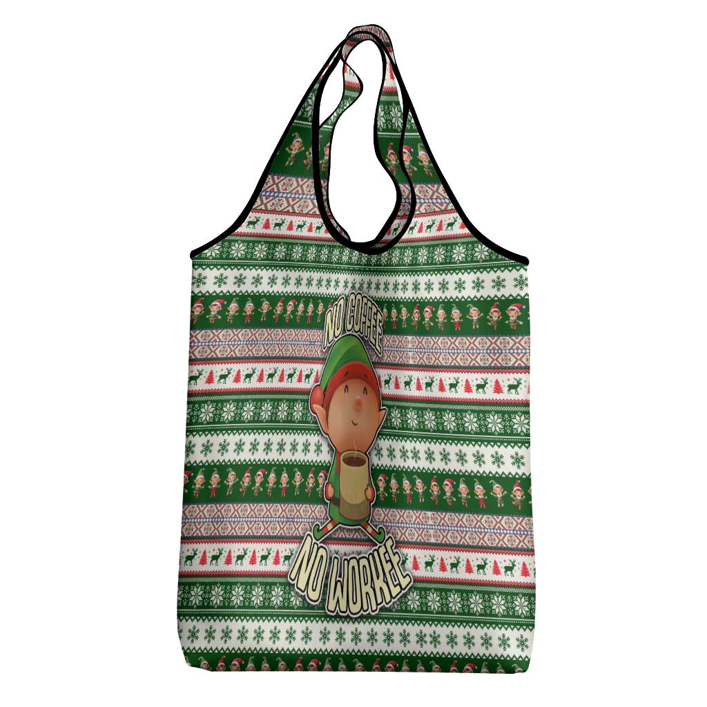 No Coffee No Workee Christmas Design Grocery Bag Xmas Holiday Patterns - Wonder Print Shop