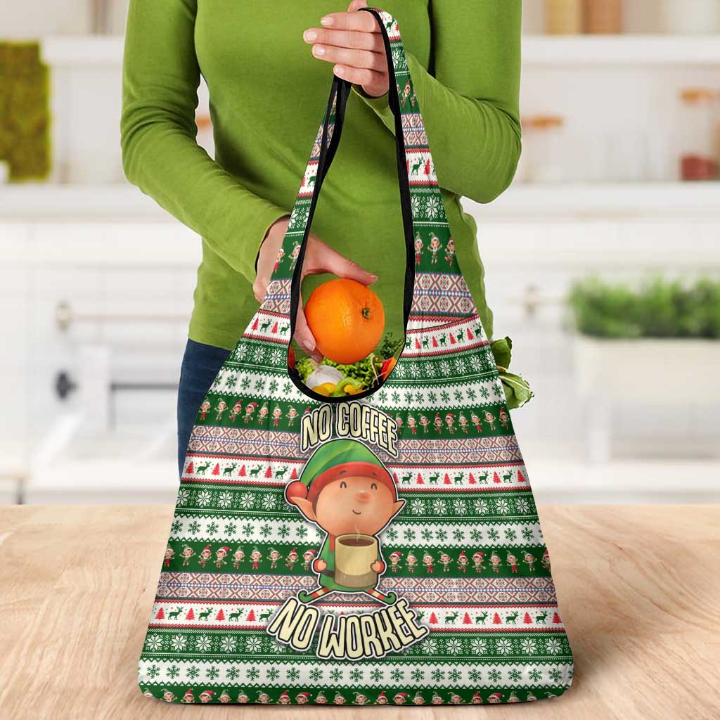 No Coffee No Workee Christmas Design Grocery Bag Xmas Holiday Patterns - Wonder Print Shop