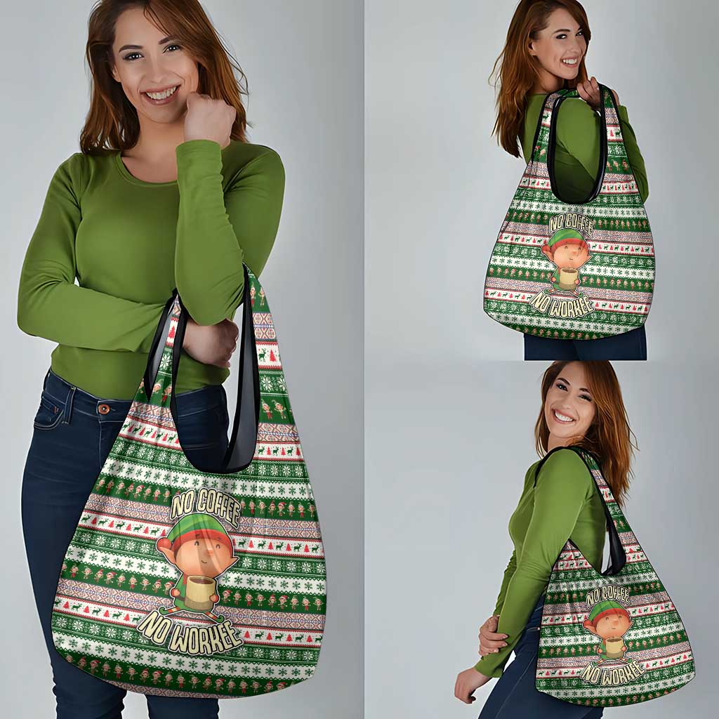 No Coffee No Workee Christmas Design Grocery Bag Xmas Holiday Patterns - Wonder Print Shop