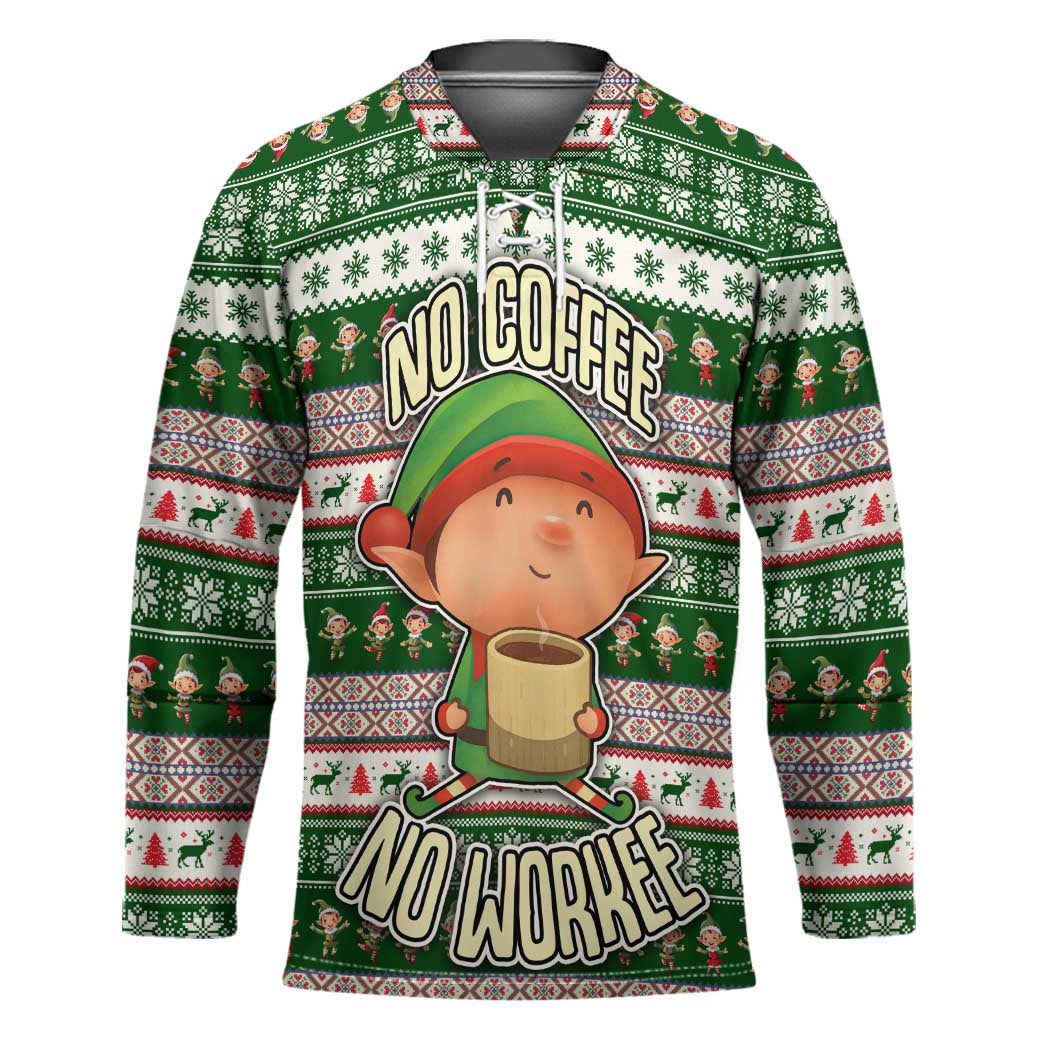 No Coffee No Workee Christmas Design Hockey Jersey Xmas Holiday Patterns - Wonder Print Shop