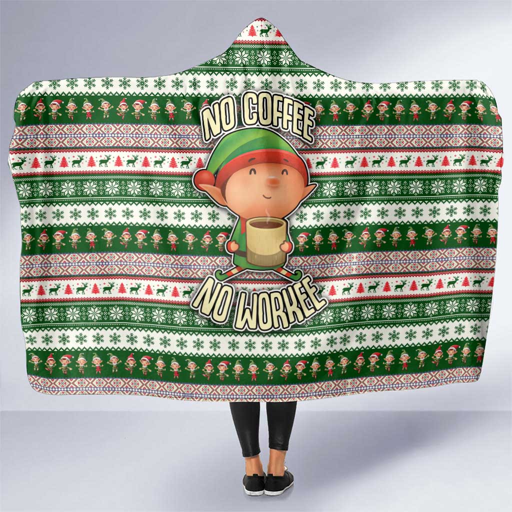 No Coffee No Workee Christmas Design Hooded Blanket Xmas Holiday Patterns - Wonder Print Shop