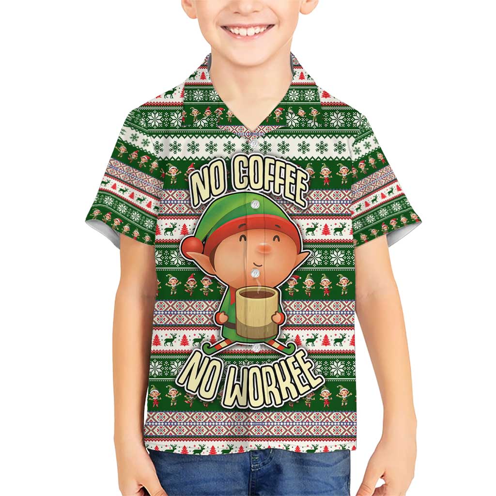 No Coffee No Workee Christmas Design Kid Hawaiian Shirt Xmas Holiday Patterns - Wonder Print Shop
